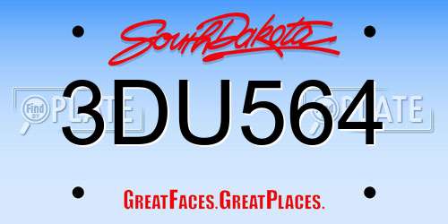 3DU564 South Dakota License Plate