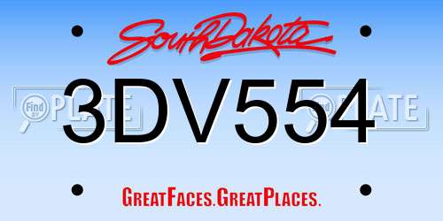 3DV554 South Dakota License Plate