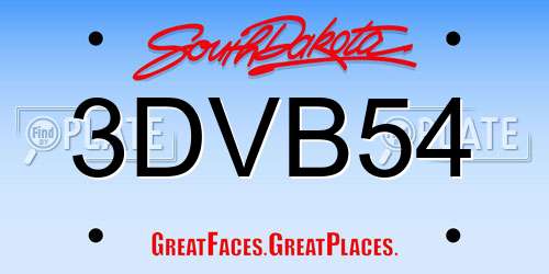 3DVB54 South Dakota License Plate