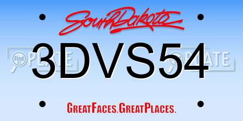 3DVS54 South Dakota License Plate
