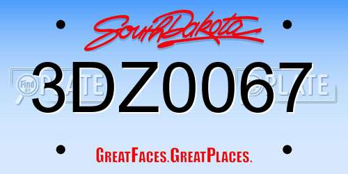 3DZ0067 South Dakota License Plate