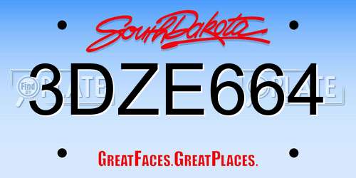 3DZE664 South Dakota License Plate