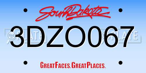 3DZO067 South Dakota License Plate