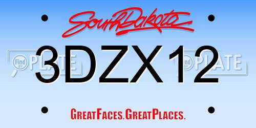3DZX12 South Dakota License Plate