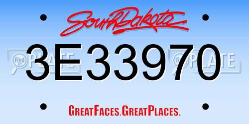 3E33970 South Dakota License Plate