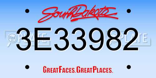 3E33982 South Dakota License Plate