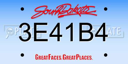 3E41B4 South Dakota License Plate
