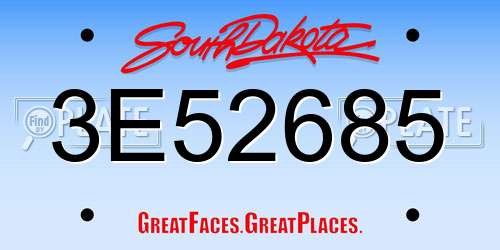3E52685 South Dakota License Plate