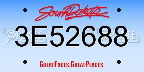 3E52688 South Dakota License Plate