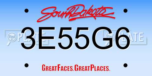 3E55G6 South Dakota License Plate