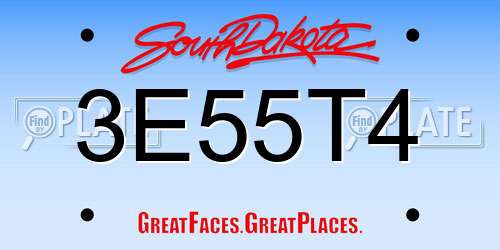 3E55T4 South Dakota License Plate