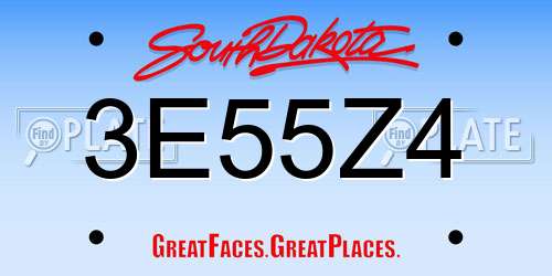 3E55Z4 South Dakota License Plate
