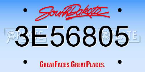 3E56805 South Dakota License Plate