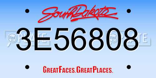 3E56808 South Dakota License Plate
