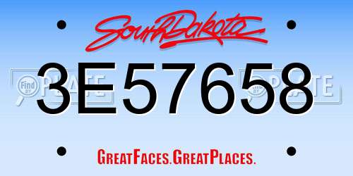 3E57658 South Dakota License Plate