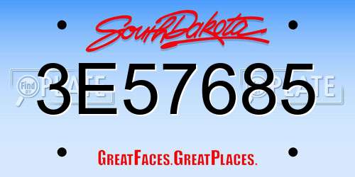 3E57685 South Dakota License Plate