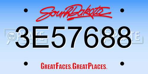 3E57688 South Dakota License Plate