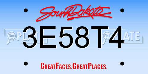 3E58T4 South Dakota License Plate