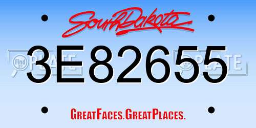 3E82655 South Dakota License Plate