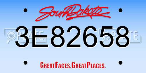 3E82658 South Dakota License Plate