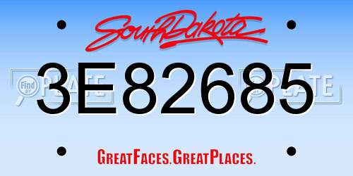 3E82685 South Dakota License Plate