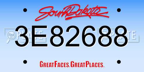 3E82688 South Dakota License Plate