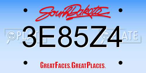 3E85Z4 South Dakota License Plate