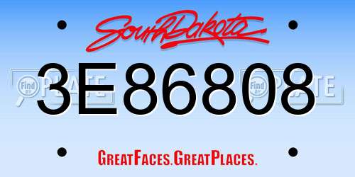 3E86808 South Dakota License Plate
