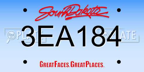 3EA184 South Dakota License Plate