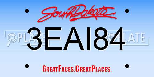 3EAI84 South Dakota License Plate