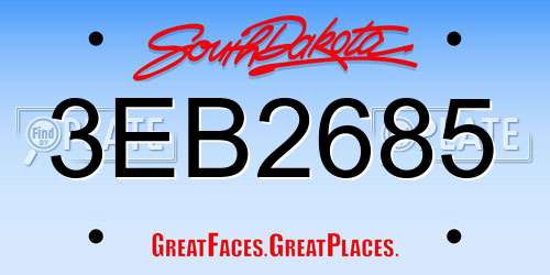 3EB2685 South Dakota License Plate