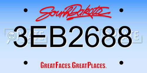 3EB2688 South Dakota License Plate