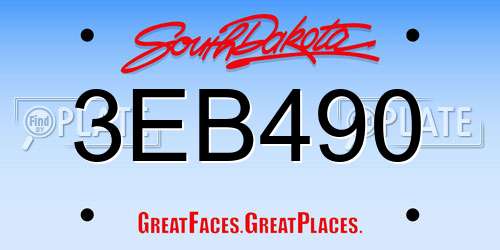 3EB490 South Dakota License Plate