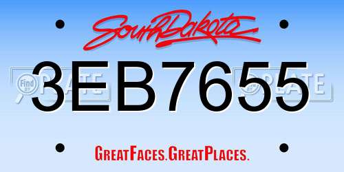 3EB7655 South Dakota License Plate