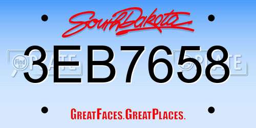 3EB7658 South Dakota License Plate