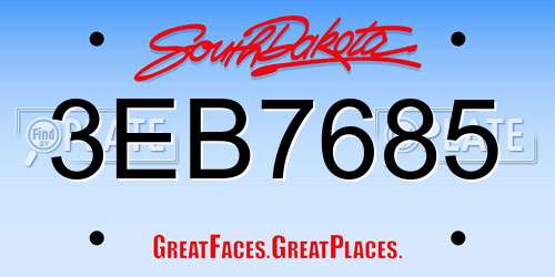 3EB7685 South Dakota License Plate