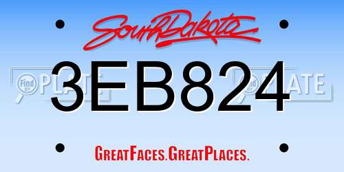 3EB824 South Dakota License Plate