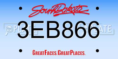 3EB866 South Dakota License Plate