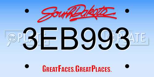 3EB993 South Dakota License Plate