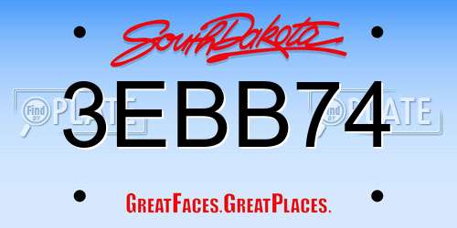 3EBB74 South Dakota License Plate