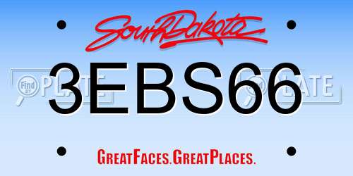 3EBS66 South Dakota License Plate