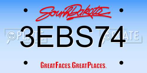3EBS74 South Dakota License Plate