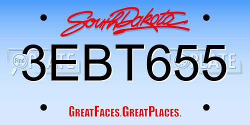 3EBT655 South Dakota License Plate