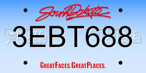 3EBT688 South Dakota License Plate