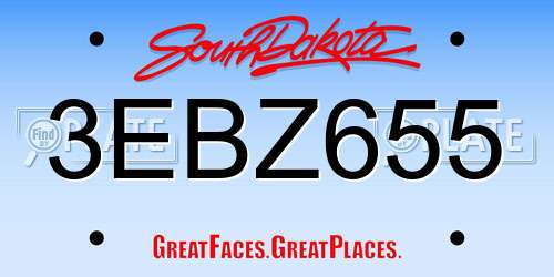 3EBZ655 South Dakota License Plate