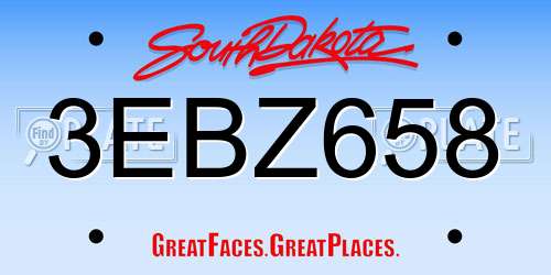 3EBZ658 South Dakota License Plate