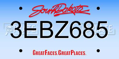 3EBZ685 South Dakota License Plate