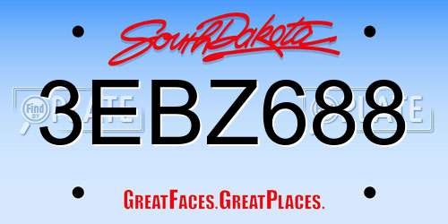 3EBZ688 South Dakota License Plate