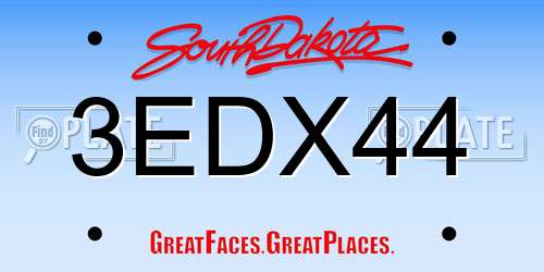 3EDX44 South Dakota License Plate