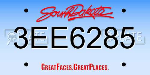 3EE6285 South Dakota License Plate
